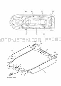 GUNWALE & MAT pour Yamaha 2021 WaveRunner GP1800B-W