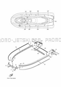 GUNWALE & MAT pour Yamaha 2023 WaveRunner EX1050A-Y