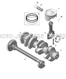 ROTAX - Crankshaft and Pistons pour Seadoo 2024 GTX LIMITED 300 - 14RE - LTD package - Hybrid White Pearl - Audio