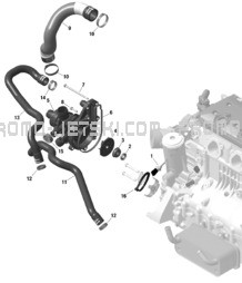 ROTAX - Engine Cooling pour Seadoo 2024 GTX LIMITED 300 - 14RE - LTD package - Hybrid White Pearl - Audio