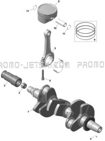 ROTAX - Crankshaft and Pistons pour Seadoo 2024 SPARK 900 ACE - 61RB - Base package - Sunrise Orange - 2UP