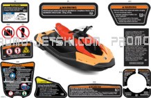 Body - Warning Decals pour Seadoo 2024 SPARK 900 HO ACE - 63RB - Conv package - Sunrise Orange - 3UP