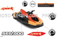 Body - Decals pour Seadoo 2024 SPARK 900 HO ACE - 64RB - Conv package - Sunrise Orange - 2UP