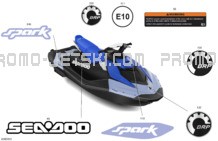 Body - Decals pour Seadoo 2024 SPARK 900 HO ACE - 64RF - Conv package - Dazzling Blue - 2UP