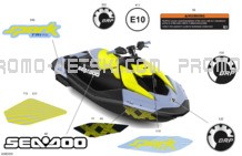 Body - Decals pour Seadoo 2024 SPARK TRIXX - 65RD - TRIXX package - Vapor Blue- 1UP