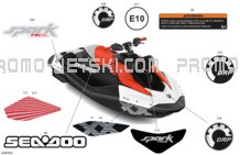 Body - Decals pour Seadoo 2024 SPARK TRIXX - 65RG - TRIXX package - Bright White- 1UP - Audio