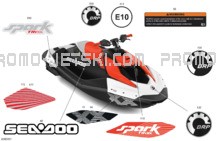 Body - Decals pour Seadoo 2024 SPARK TRIXX - 66RB - TRIXX package - Bright White- 3UP