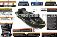 Body - Warning Decals pour Seadoo 2024 FISH PRO SPORT 170 - 18RB - Fish package - Gulfstream Blue