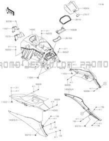 Hull Middle Fittings pour Kawasaki 2022 STX 160